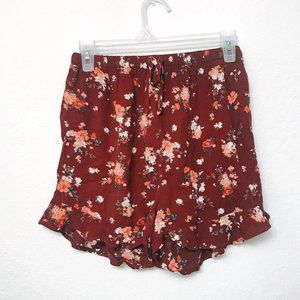 5 for $30 / TARGET  Maroon Floral Shorts Ruffles